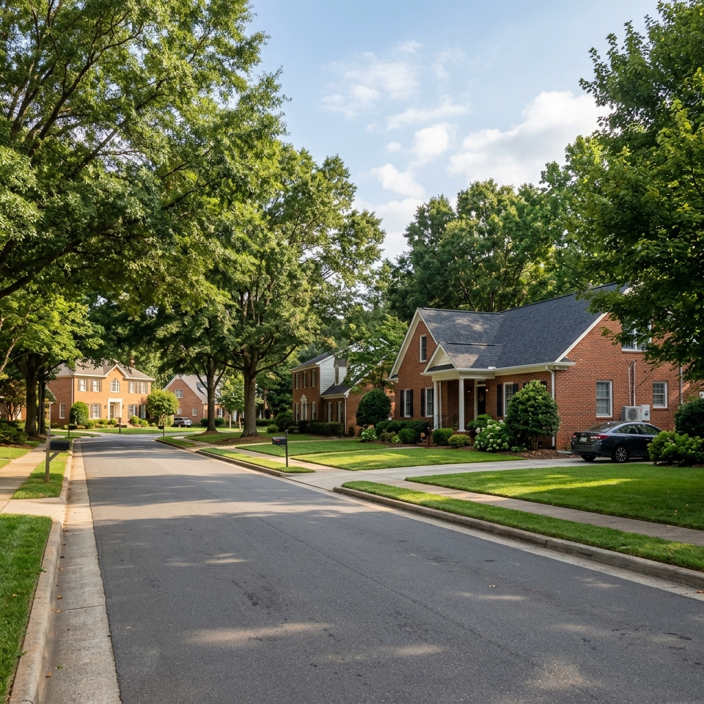 Southern suburban neighborhood in Charlotte North Carolina
